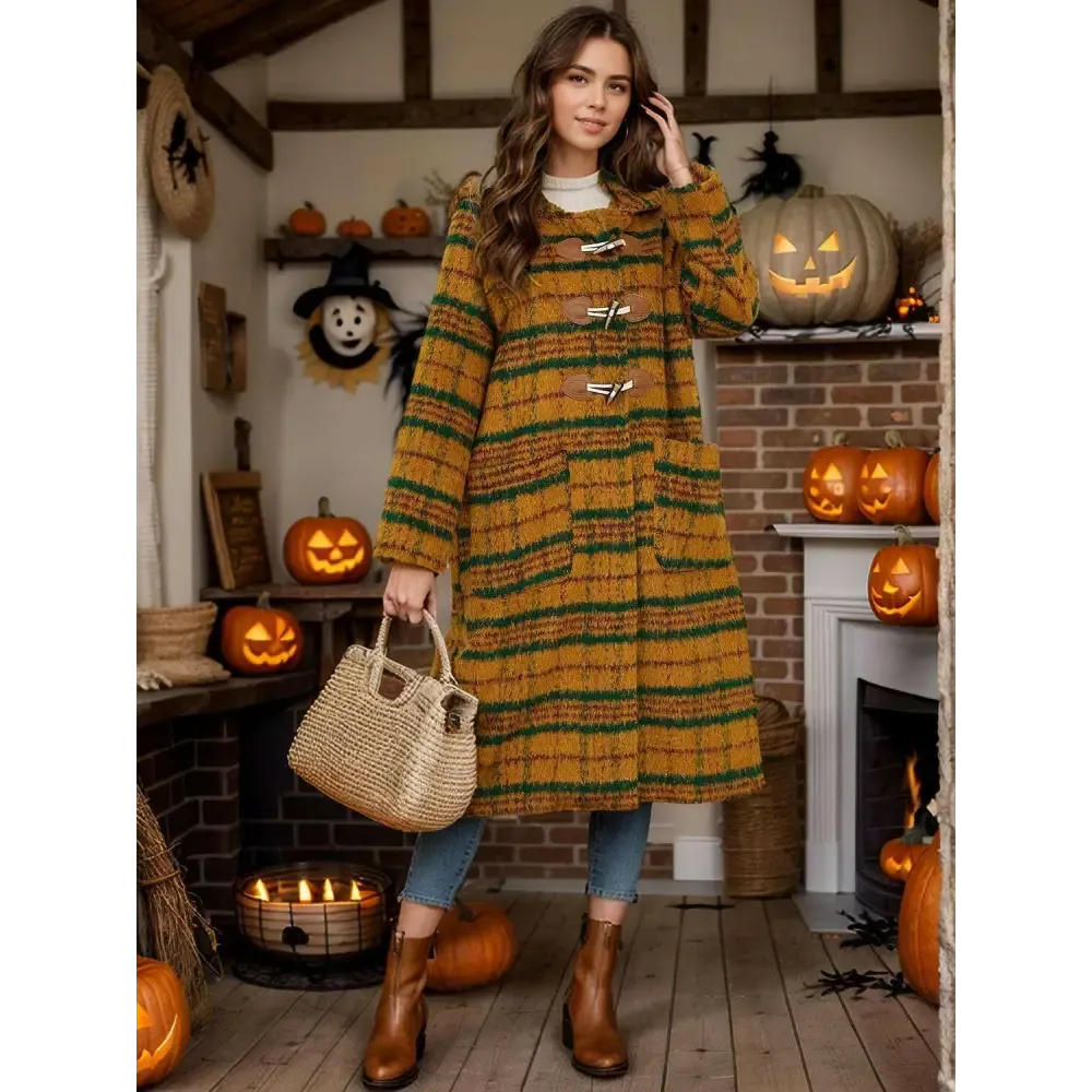 Elevate Your Wardrobe with the Elegant Plaid Hooded Coat in Luxury Fashion