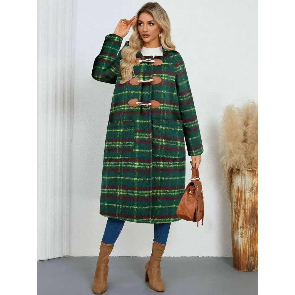 Elevate Your Wardrobe with the Elegant Plaid Hooded Coat in Luxury Fashion