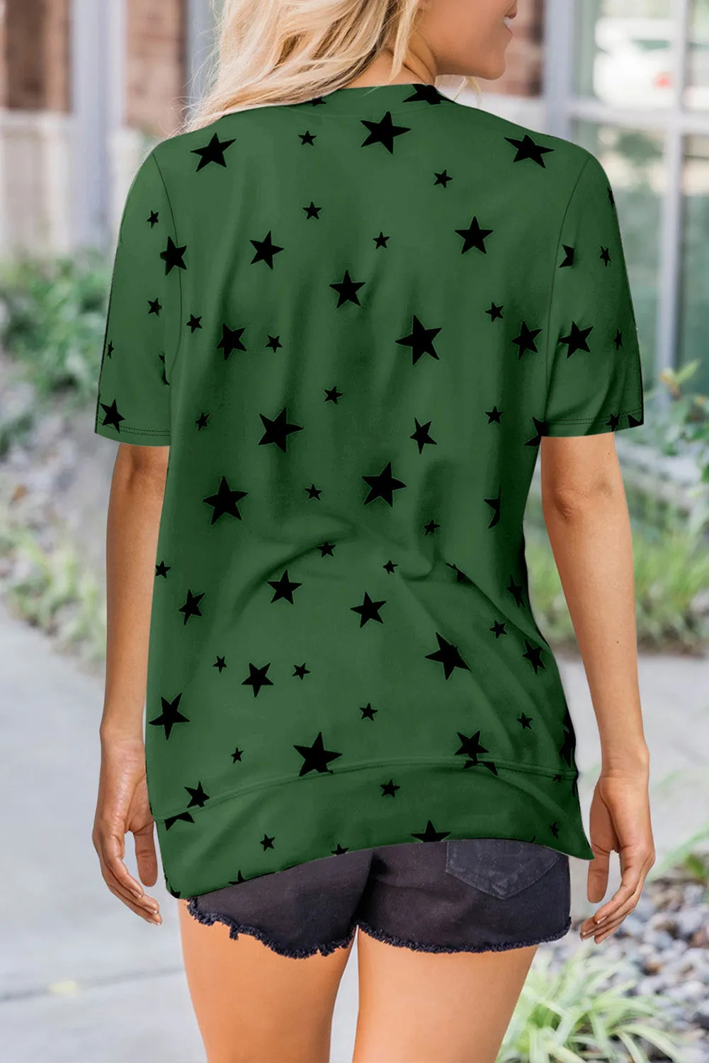 Emerald Green Star Print T Shirt