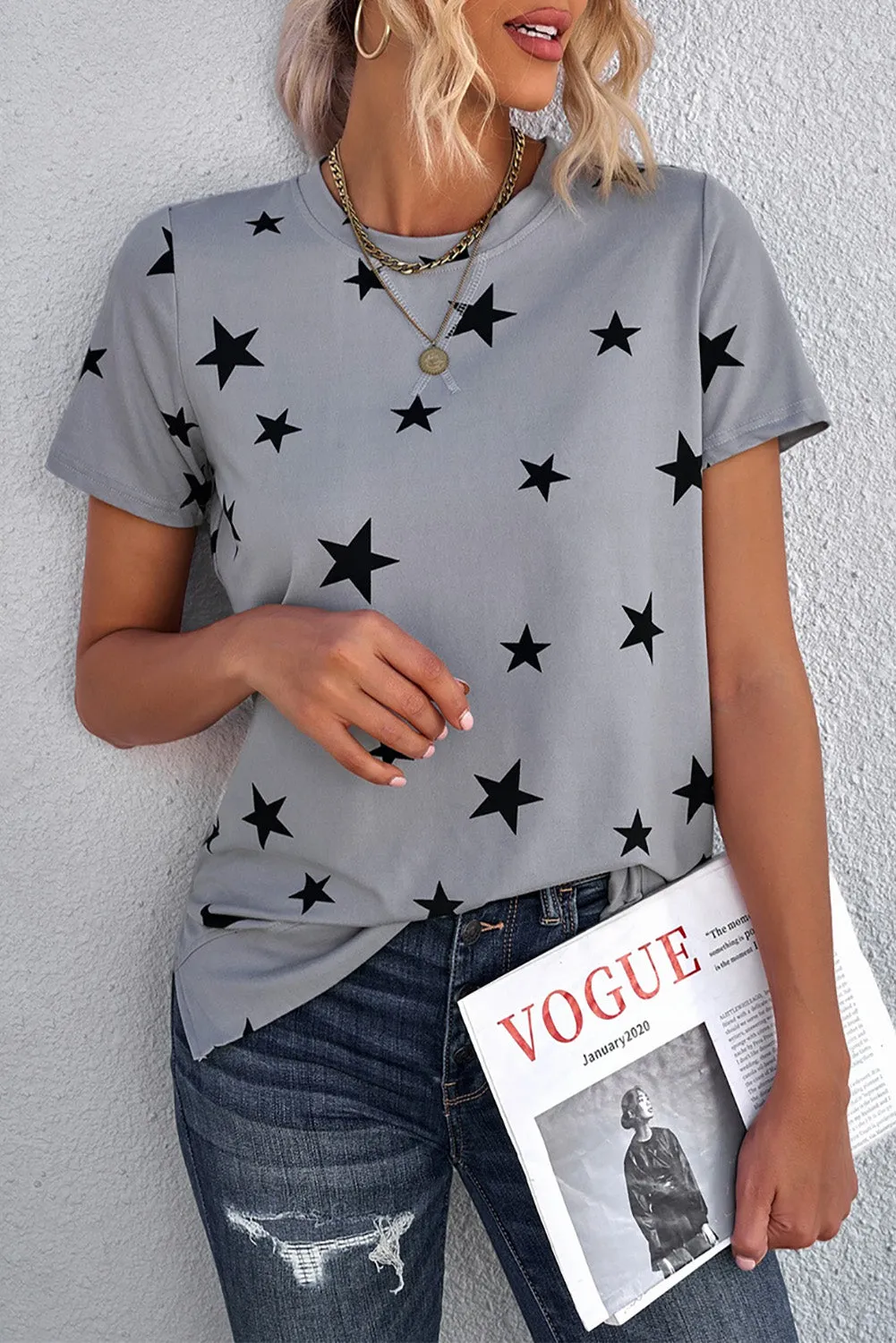 Emerald Green Star Print T Shirt