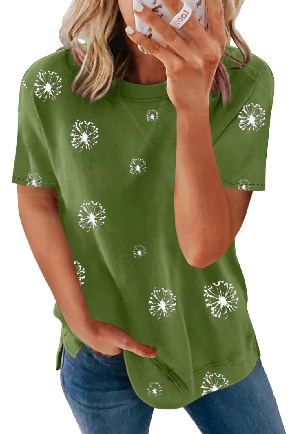 Emerald Green Star Print T Shirt