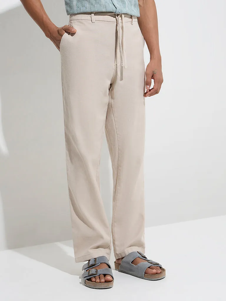 ETA Beige Relaxed-Fit Cotton-Blend Mid-Rise Chinos