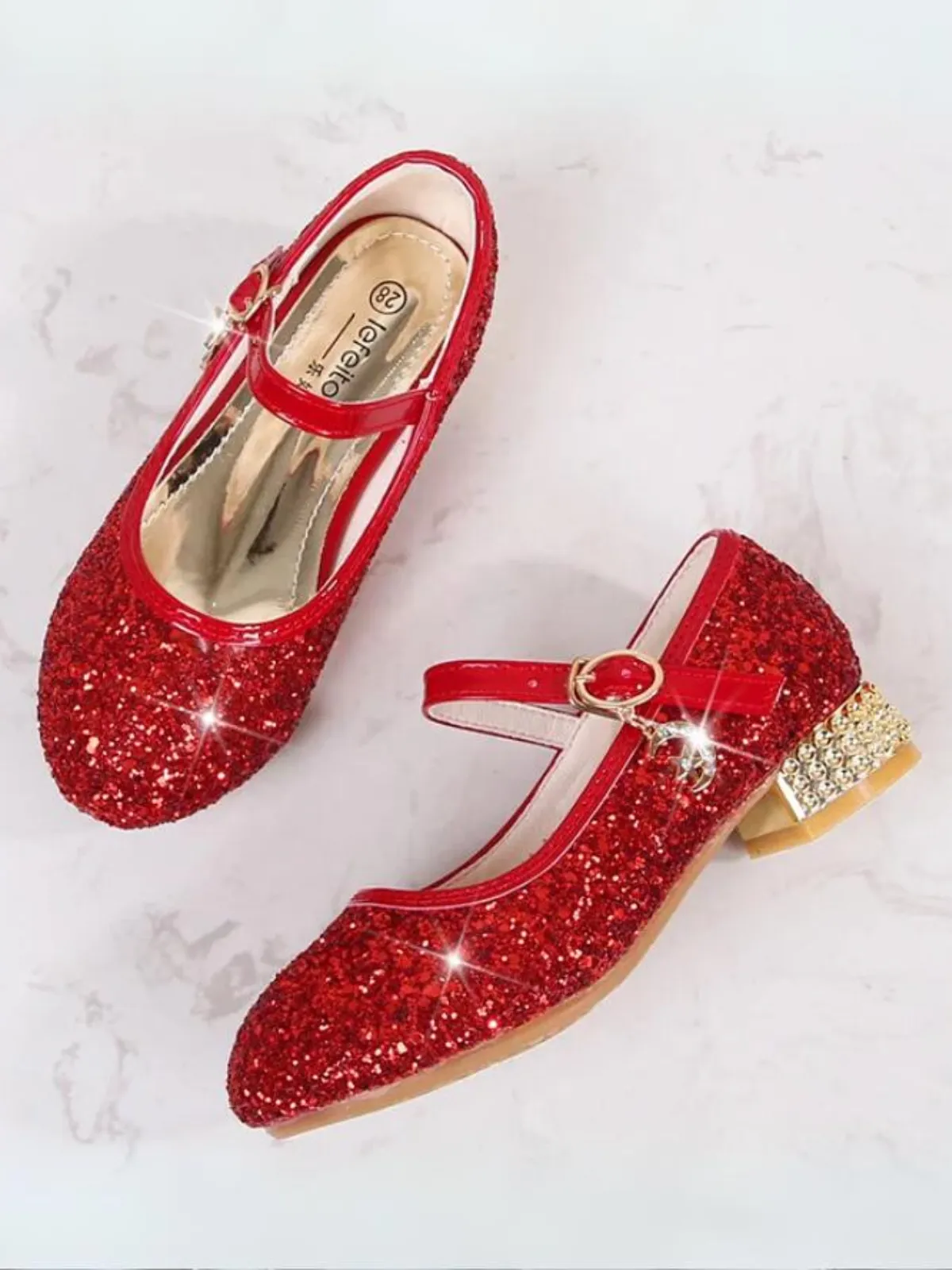 Fairytale Footwear Sequin Mary Jane Heels By Liv and Mia