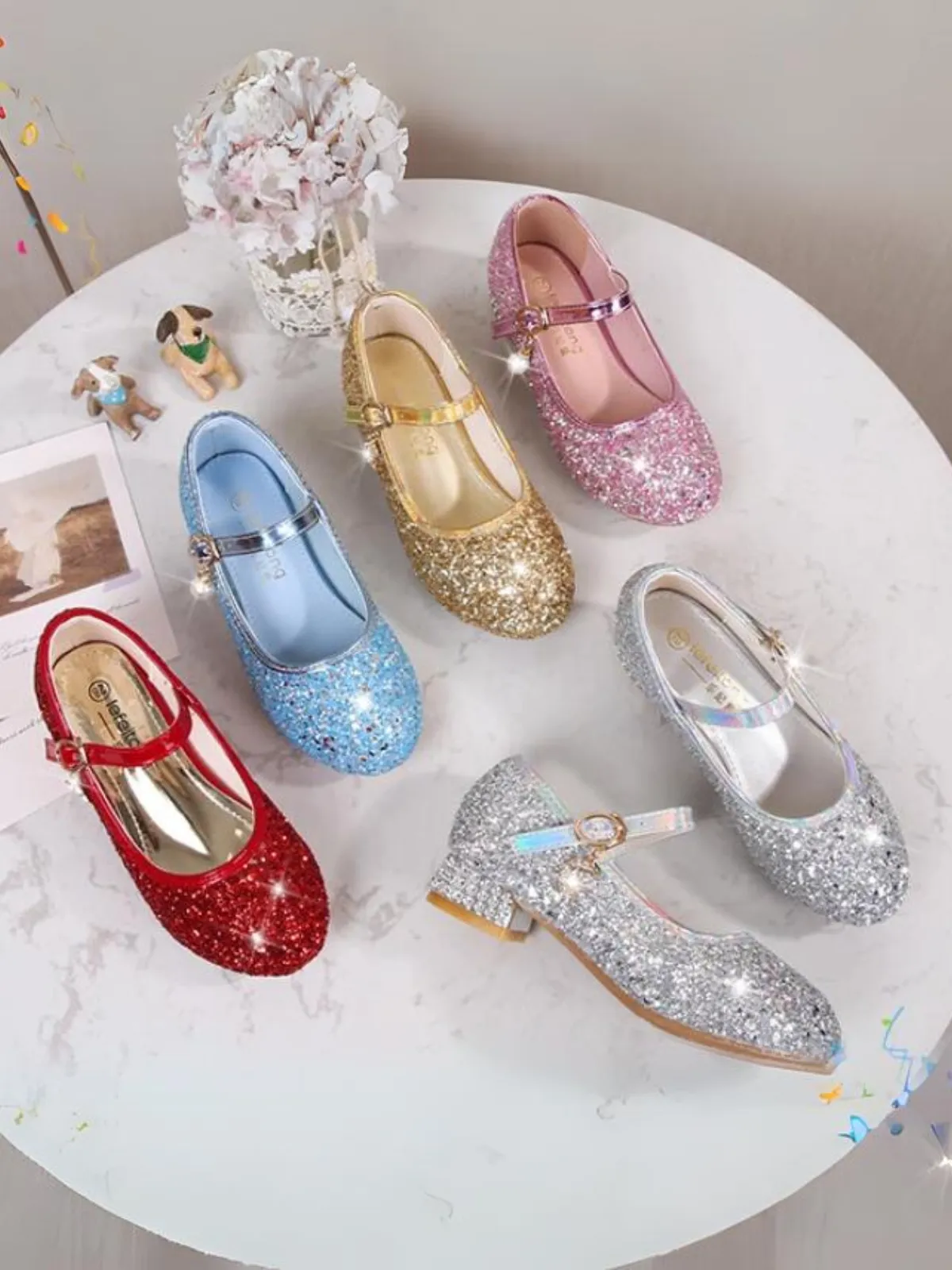 Fairytale Footwear Sequin Mary Jane Heels By Liv and Mia