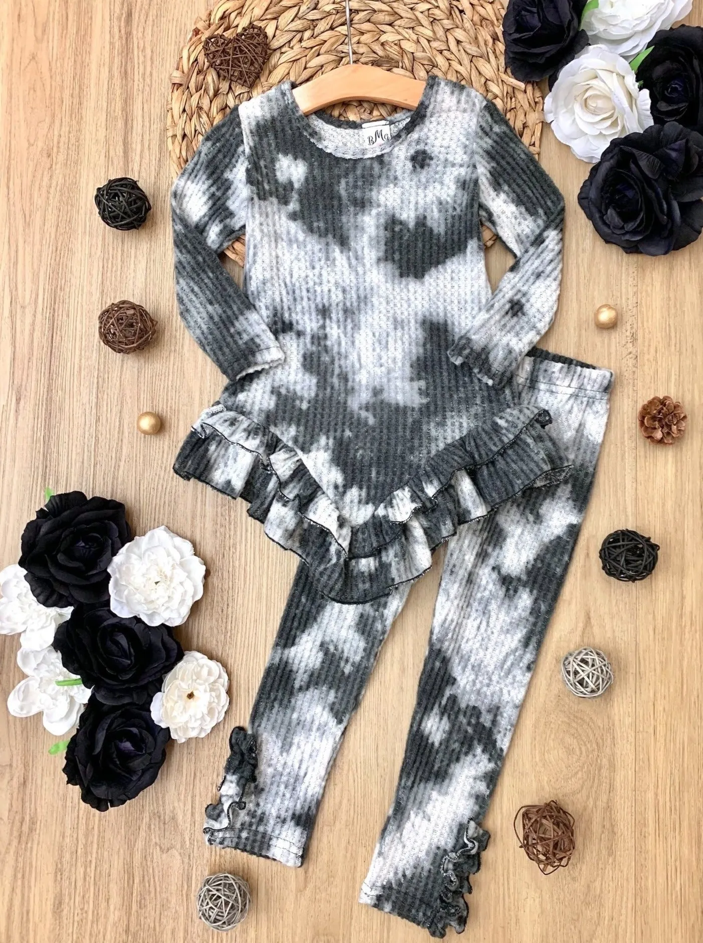 Fall Breeze Tie Dye Waffle Knit Legging Set