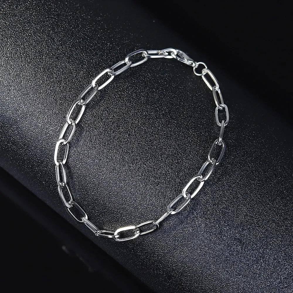 Fashion Mens Simple Stainless Steel Chain Bracelets for Women Unisex Wrist Jewelry Gifts Punk Metal Hip Hop Couple Jewelry