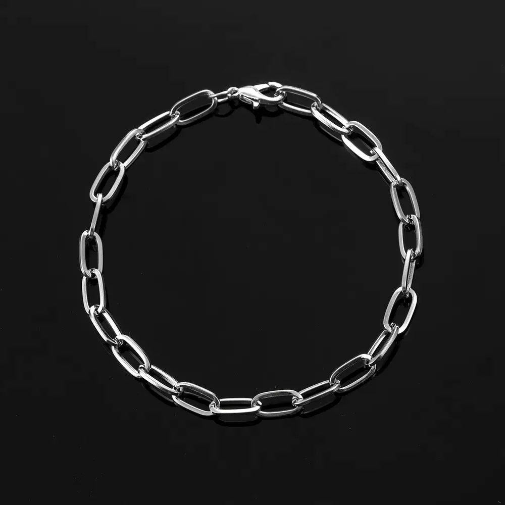 Fashion Mens Simple Stainless Steel Chain Bracelets for Women Unisex Wrist Jewelry Gifts Punk Metal Hip Hop Couple Jewelry