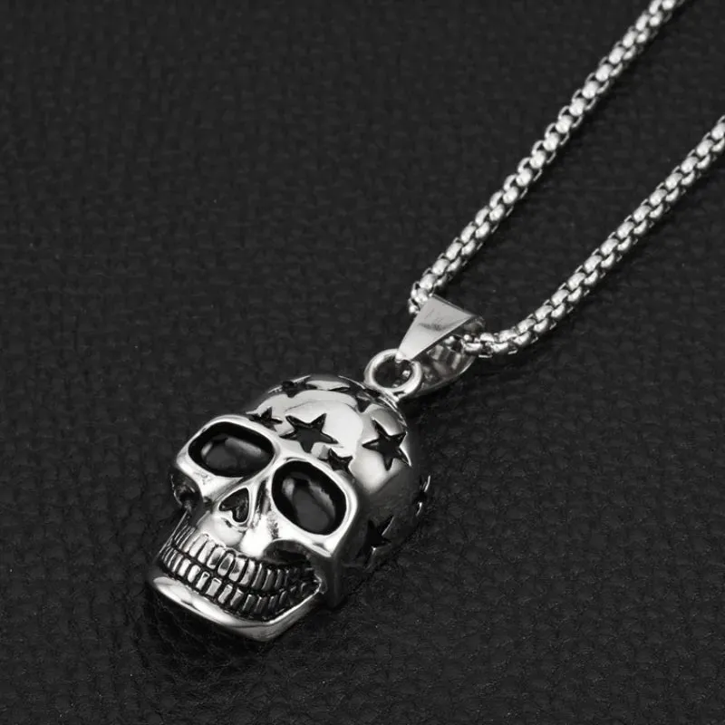 Fashion Stainless Steel Skull Mask Necklace Punk Hip Hop Necklaces for Men Stainless Steel Jewelry Halloween Anniversary Gift