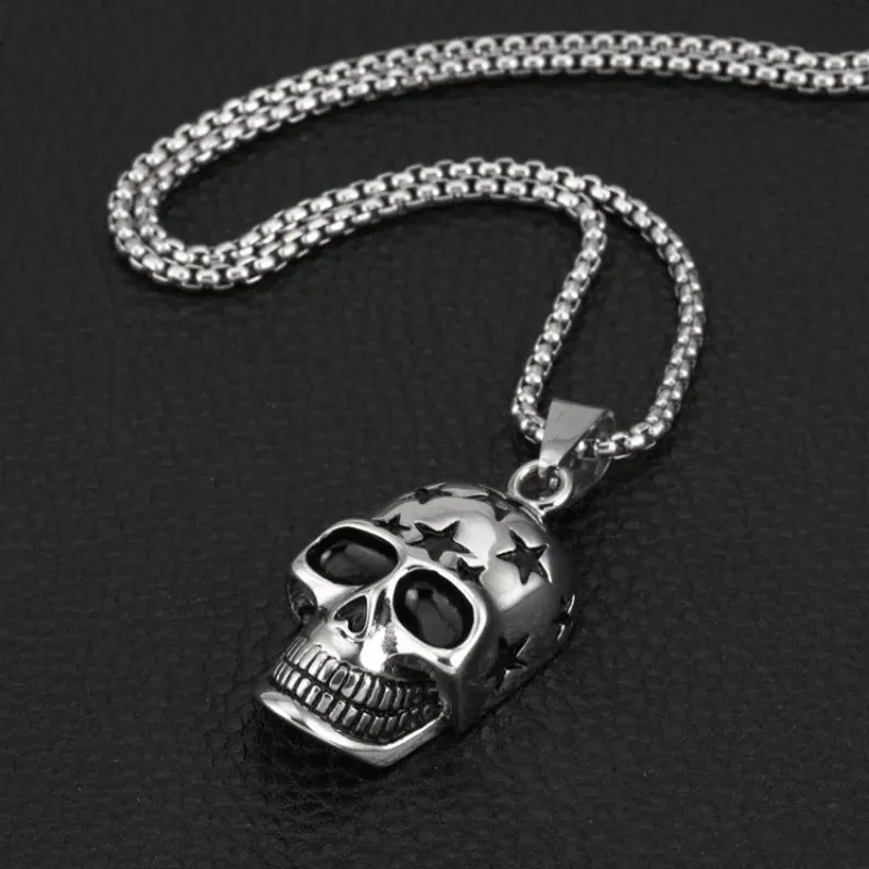 Fashion Stainless Steel Skull Mask Necklace Punk Hip Hop Necklaces for Men Stainless Steel Jewelry Halloween Anniversary Gift