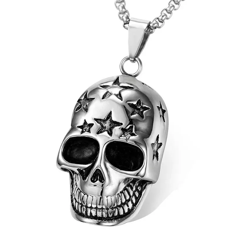 Fashion Stainless Steel Skull Mask Necklace Punk Hip Hop Necklaces for Men Stainless Steel Jewelry Halloween Anniversary Gift