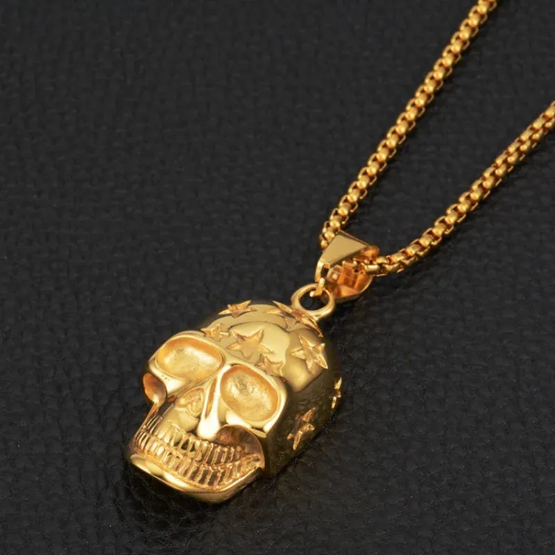 Fashion Stainless Steel Skull Mask Necklace Punk Hip Hop Necklaces for Men Stainless Steel Jewelry Halloween Anniversary Gift