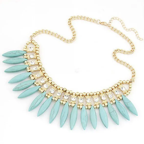 Fashion Women Crystal Pendant Chain Choker Chunky Statement Bib Necklace BOHO