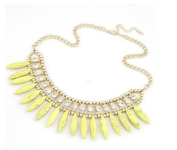 Fashion Women Crystal Pendant Chain Choker Chunky Statement Bib Necklace BOHO