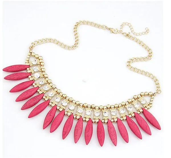 Fashion Women Crystal Pendant Chain Choker Chunky Statement Bib Necklace BOHO