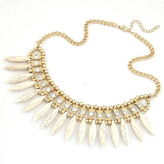 Fashion Women Crystal Pendant Chain Choker Chunky Statement Bib Necklace BOHO