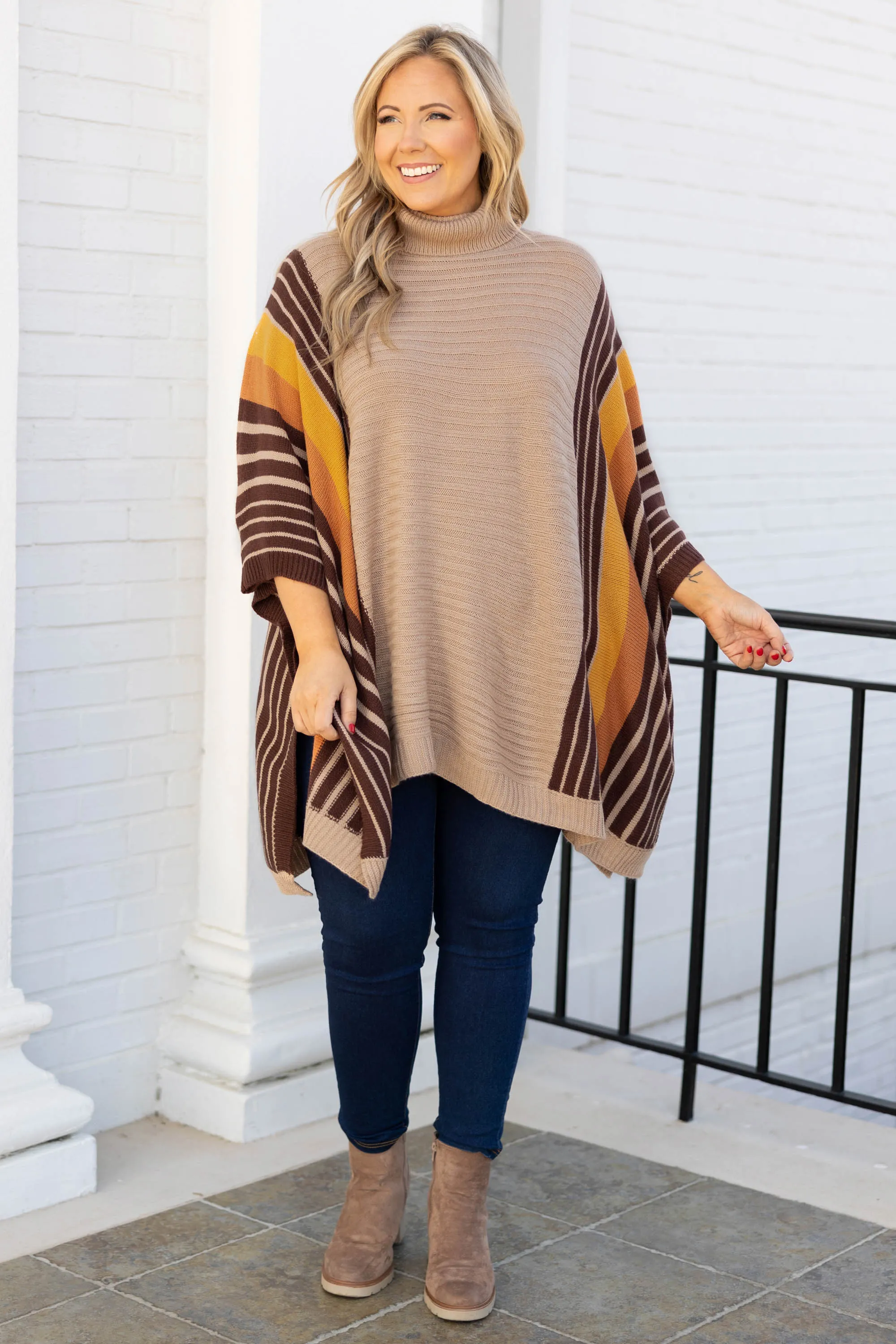 Feeling Wonderstruck Poncho, Taupe