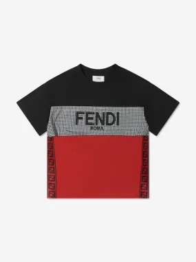 Fendi Boys Colour Block Dogtooth T-Shirt