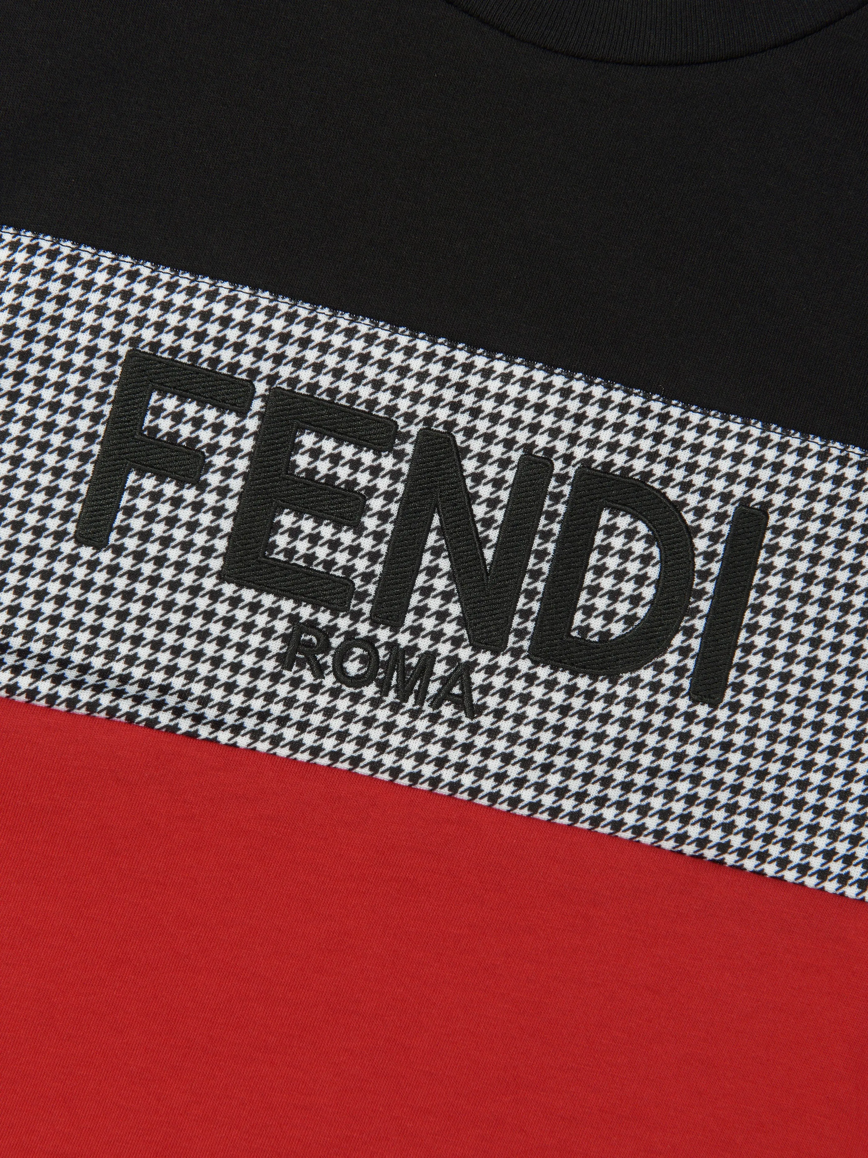 Fendi Boys Colour Block Dogtooth T-Shirt