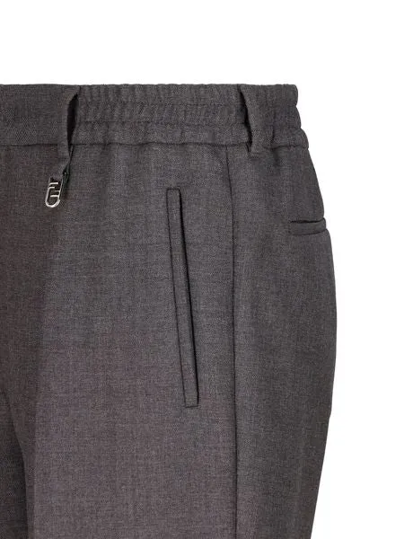 FENDI Sartorial Trousers in Grey Wool for Men - FW23