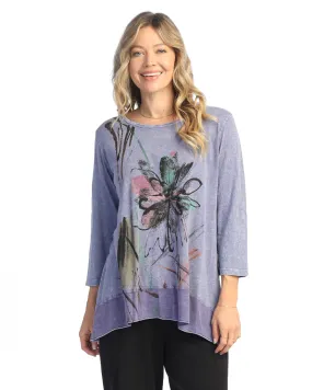 Field Notes Violet Mineral Wash Tunic with Georgette Contrast