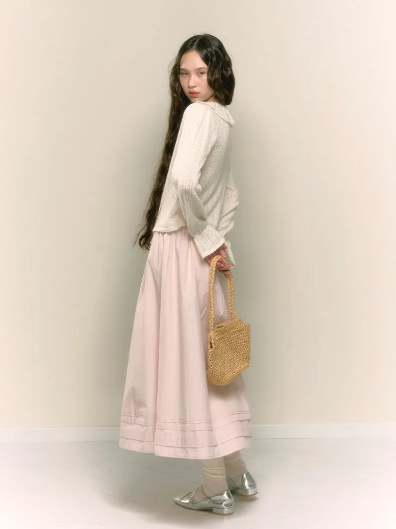 Flare Girly Plain Feminine Long-Skirt