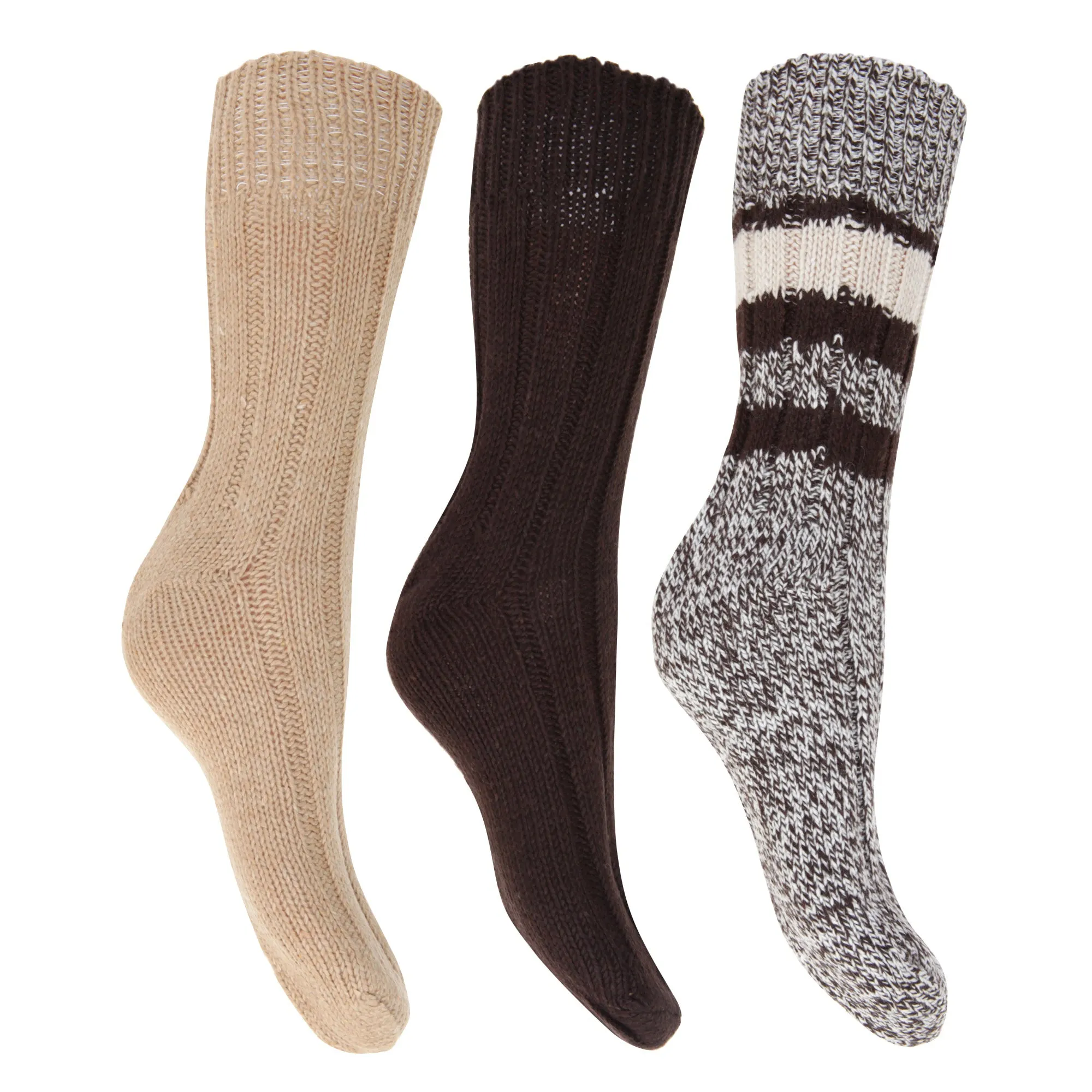 FLOSO Ladies/Womens Thermal Thick Chunky Wool Blended Socks (Pack Of 3)