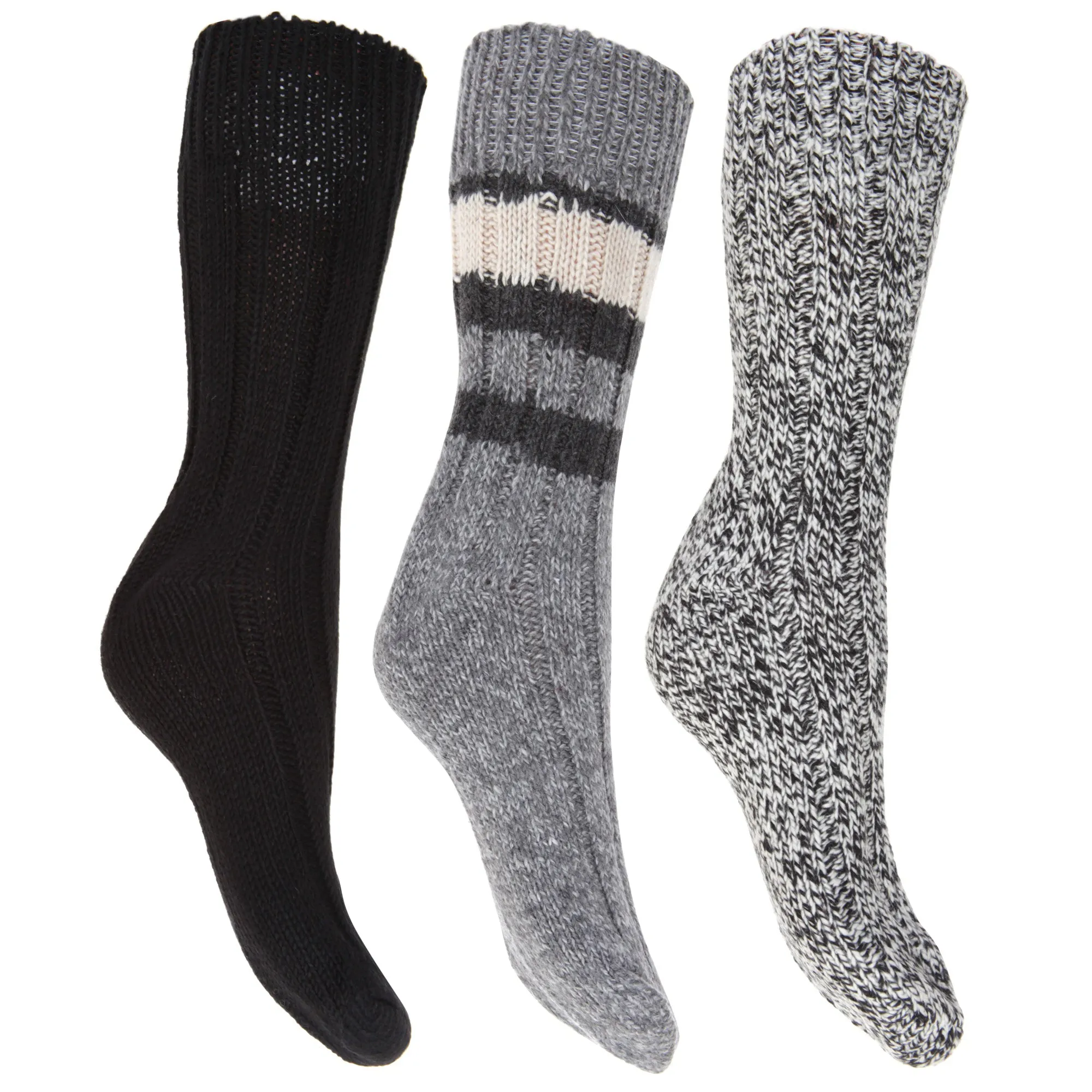 FLOSO Ladies/Womens Thermal Thick Chunky Wool Blended Socks (Pack Of 3)