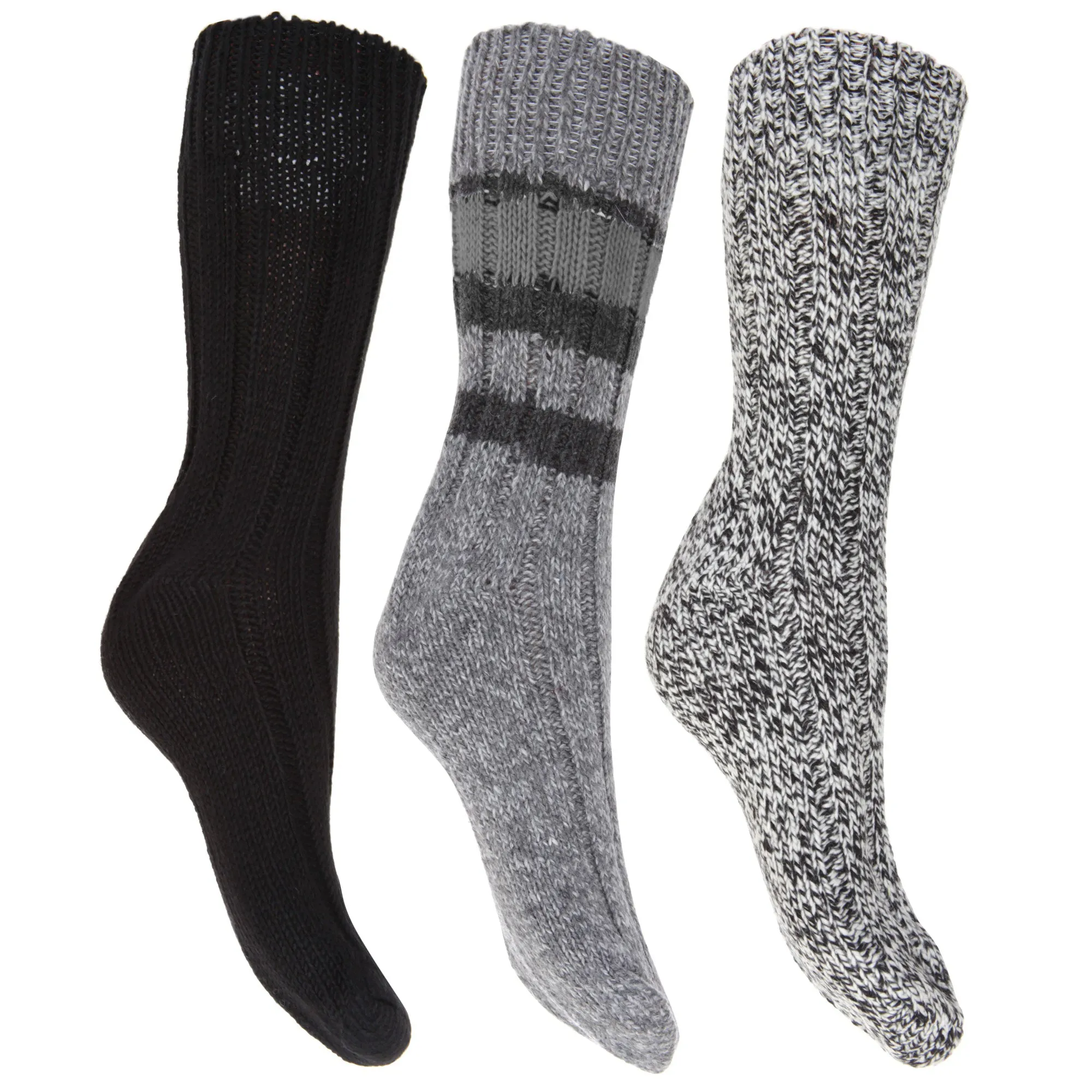 FLOSO Ladies/Womens Thermal Thick Chunky Wool Blended Socks (Pack Of 3)