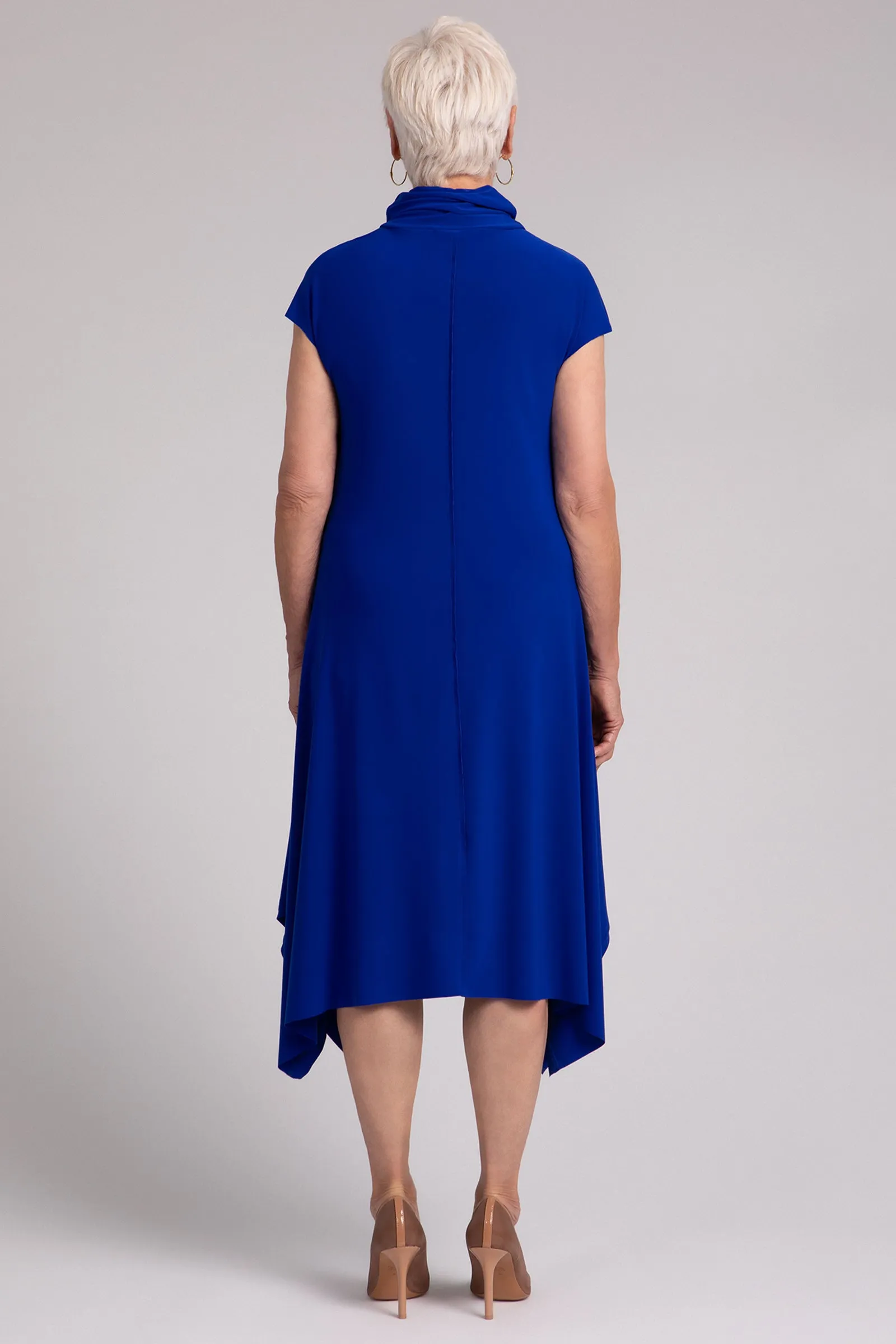 Flounce Funnel Neck Dress | Lapis