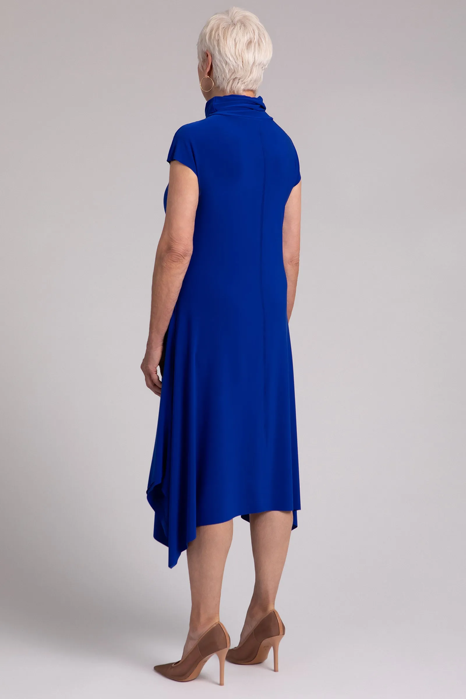 Flounce Funnel Neck Dress | Lapis