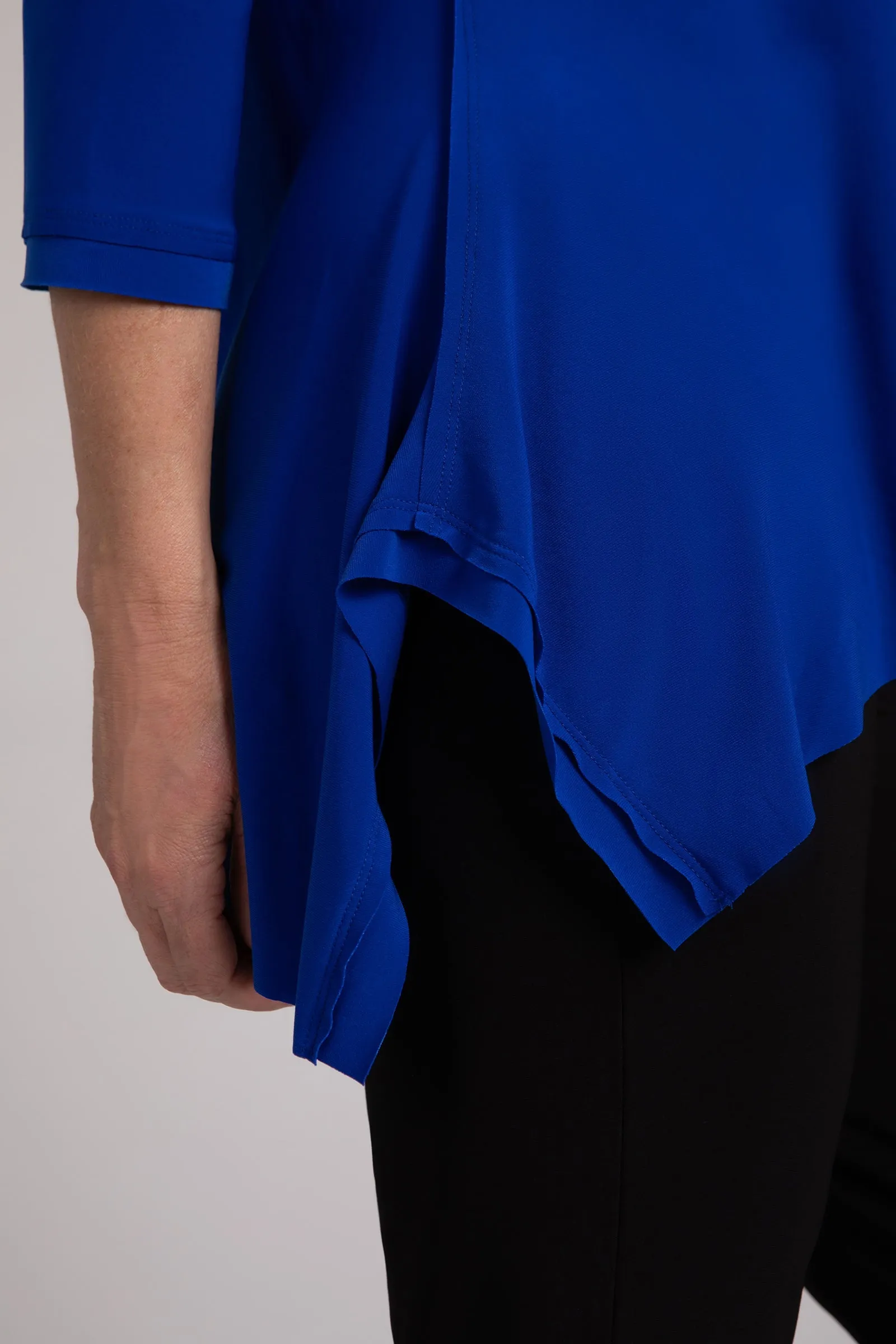 Flounce Top with Wide Funnel Collar | Lapis