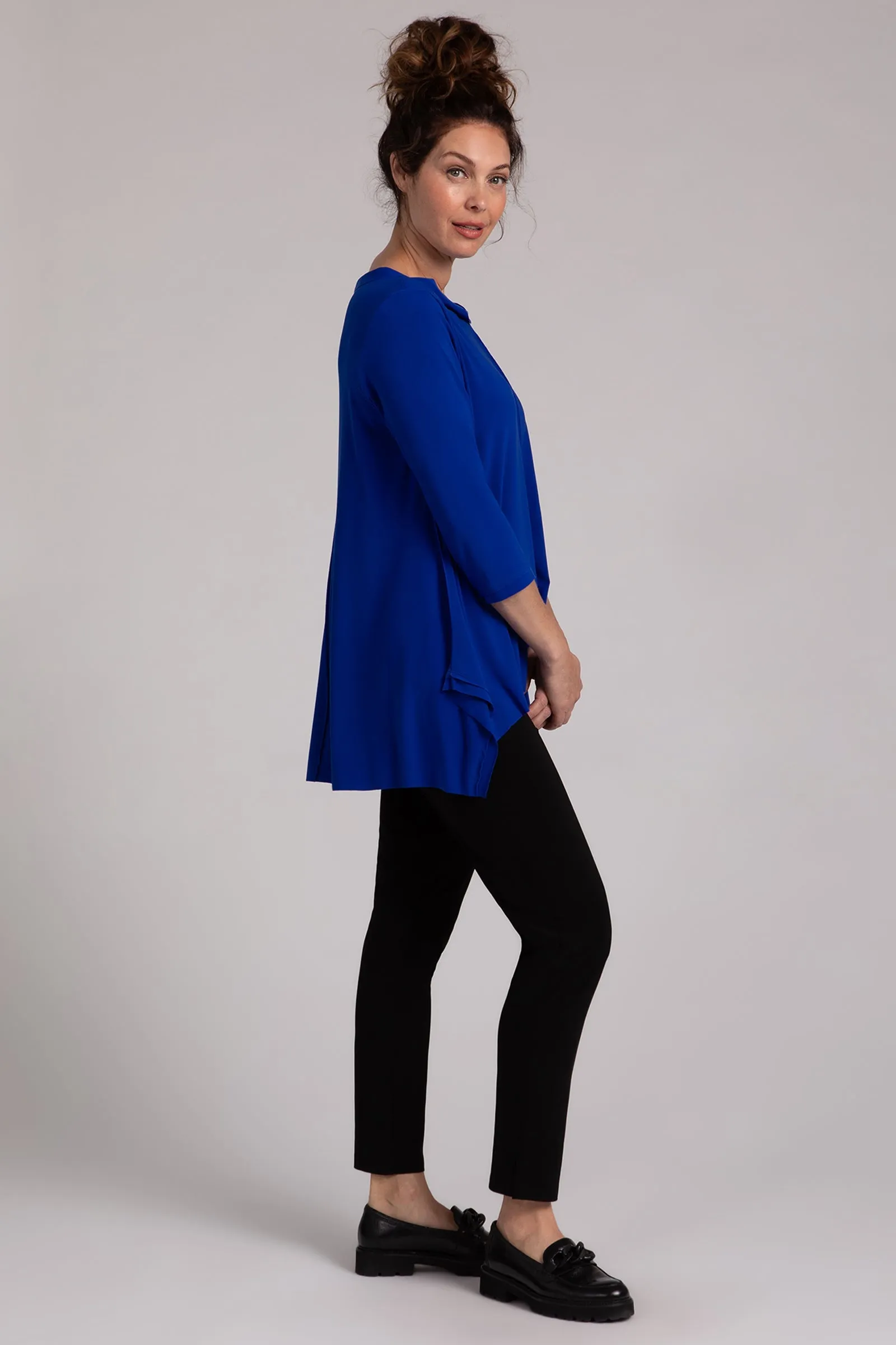 Flounce Top with Wide Funnel Collar | Lapis