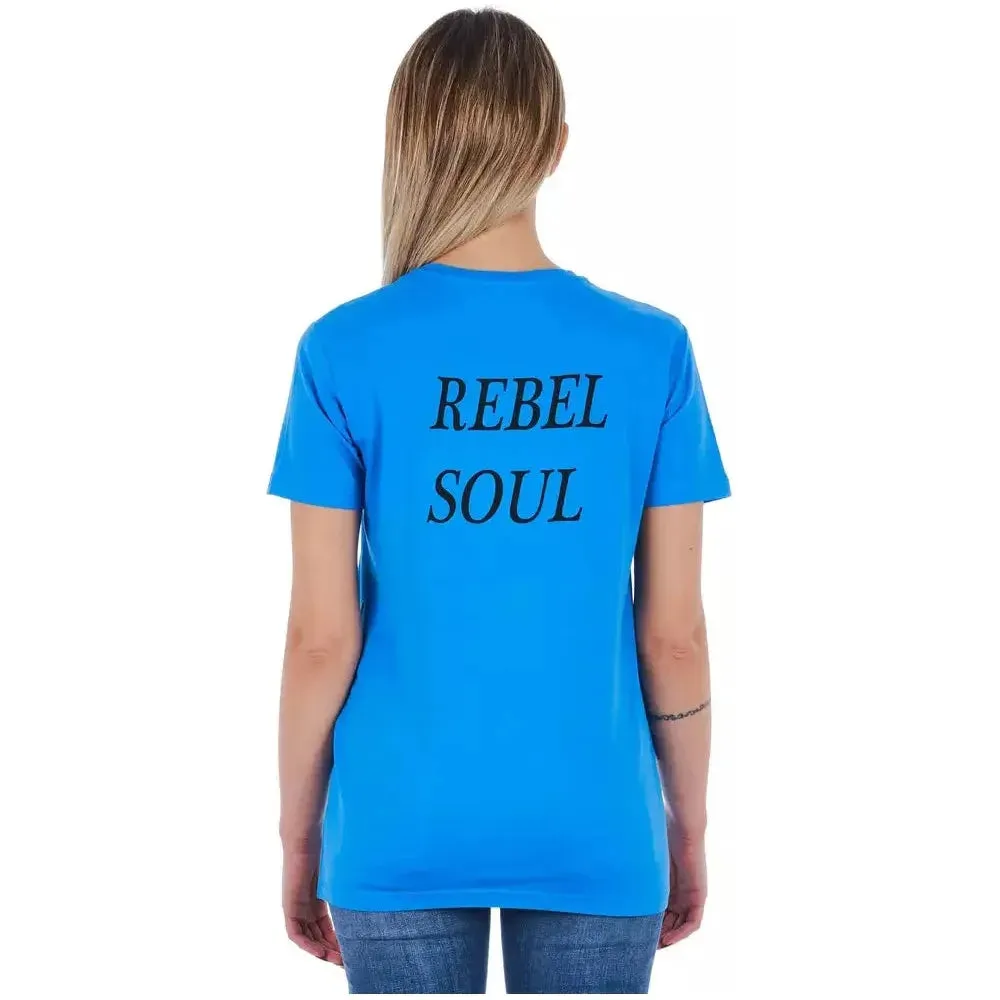 Frankie Morello Light Blue Cotton Women T-Shirt