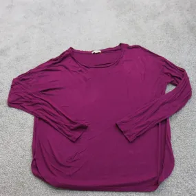 GAP Womens Casual Round Neck T Shirt Round Hem Long Sleeves Hot Pink Size S