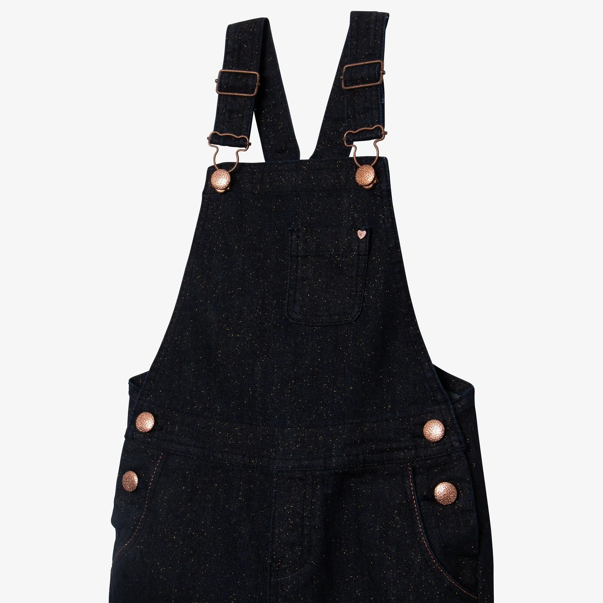 Girl glittery denim overalls