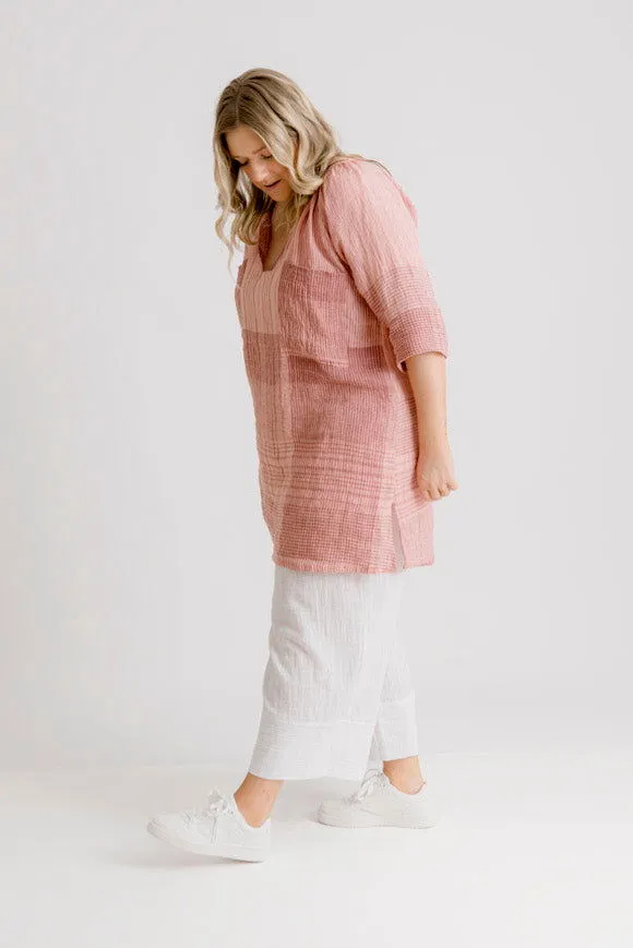 Giselle Tunic Top - Rose Check