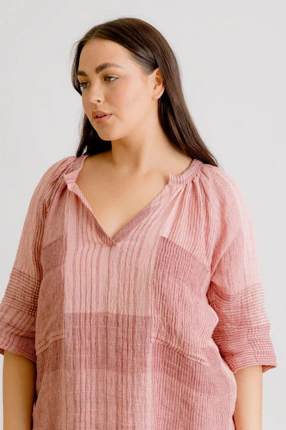 Giselle Tunic Top - Rose Check