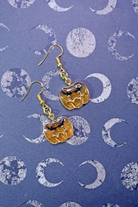 Glittery Vampire Pumpkin Earrings