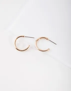 Gold Small Thick Hoop Earrings