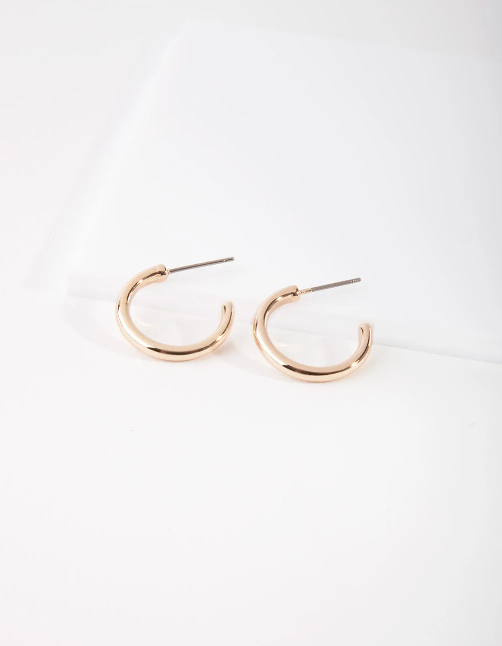 Gold Small Thick Hoop Earrings