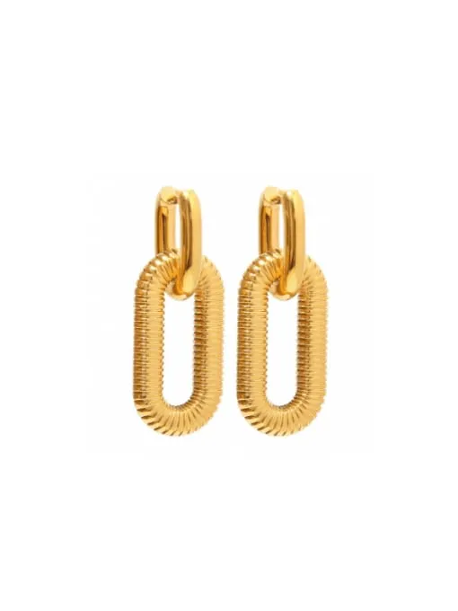 Gold statement Earrings, 18K Gold Plated Paper Clip Style Luxury Fashion Earrings