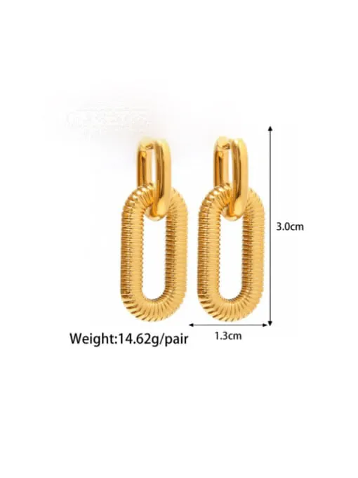 Gold statement Earrings, 18K Gold Plated Paper Clip Style Luxury Fashion Earrings