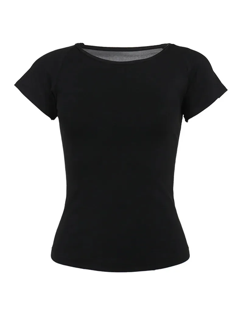 Gothic Backless Flocking Printed T-shirt for Women