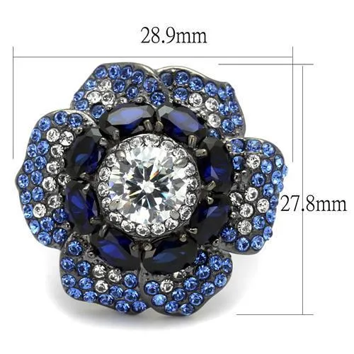 Gun Stainless Steel Ring AAA GRD CZ Clear TK2559 for Women Style Light