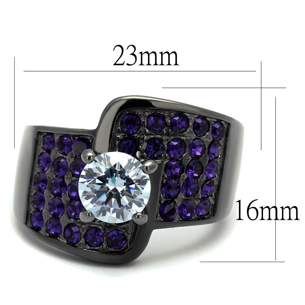 Gun Stainless Steel Ring AAA GRD CZ Light Amethyst TK2644 for Women Style Light