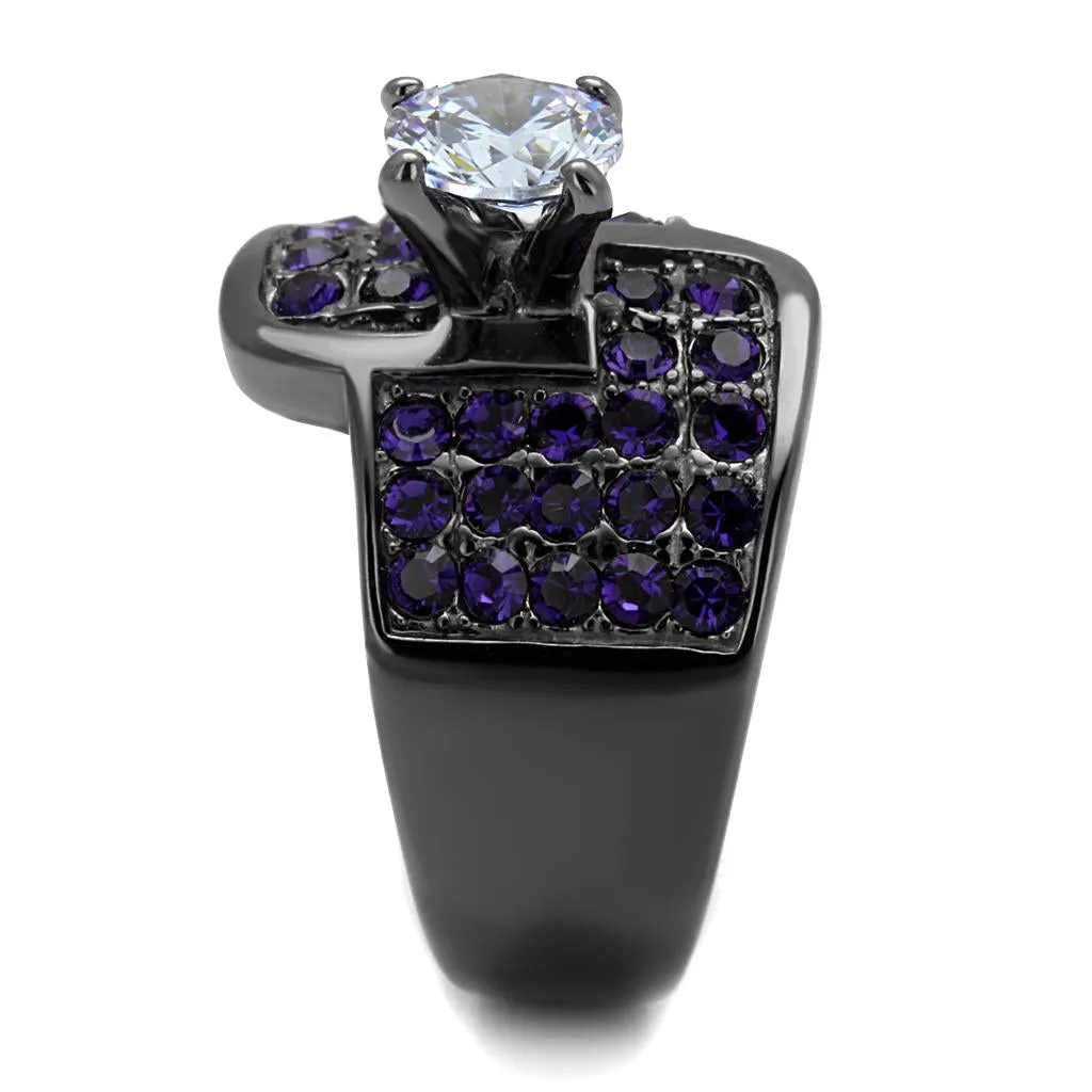 Gun Stainless Steel Ring AAA GRD CZ Light Amethyst TK2644 for Women Style Light