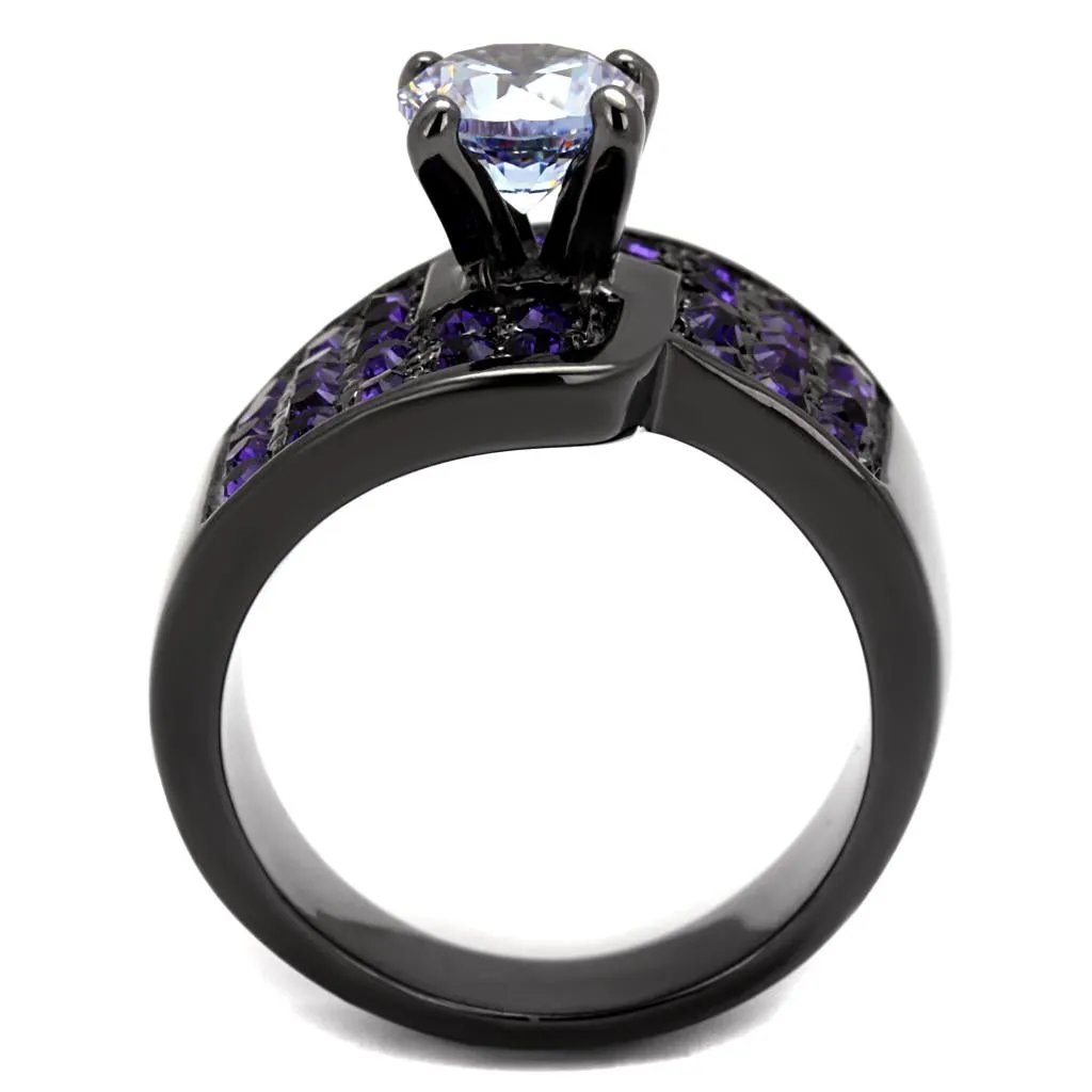 Gun Stainless Steel Ring AAA GRD CZ Light Amethyst TK2644 for Women Style Light