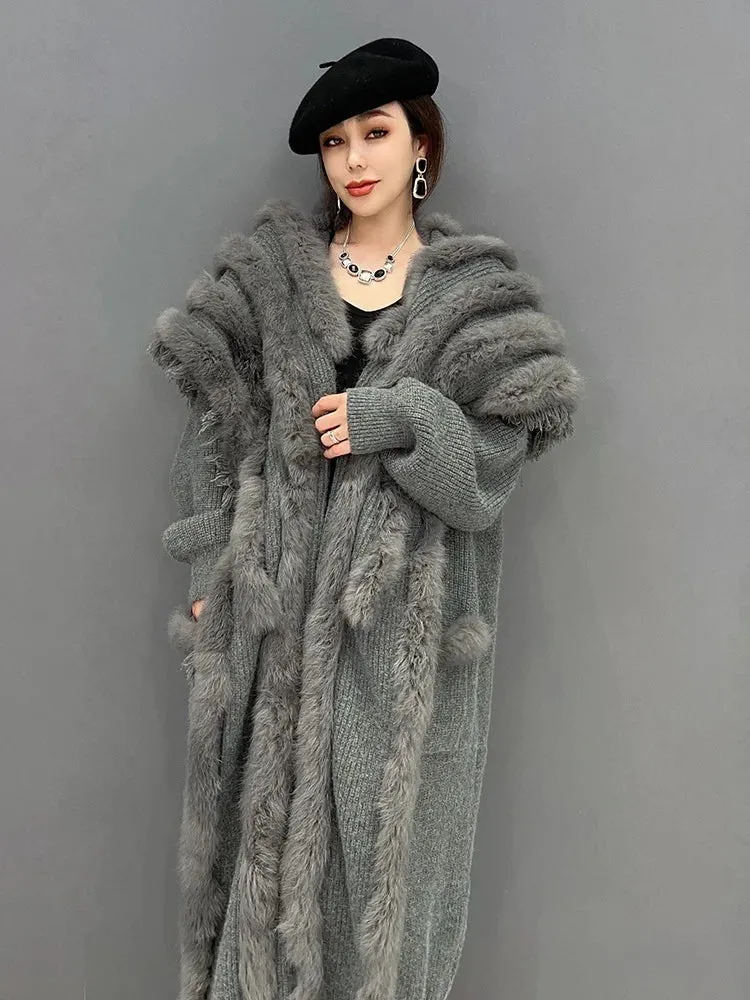 HEYFANCYSTYLE Plush Elegance Knitted Long Coat