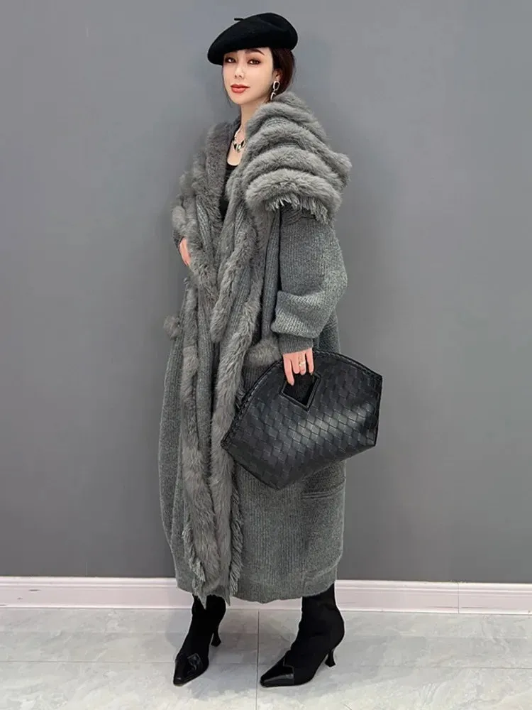 HEYFANCYSTYLE Plush Elegance Knitted Long Coat