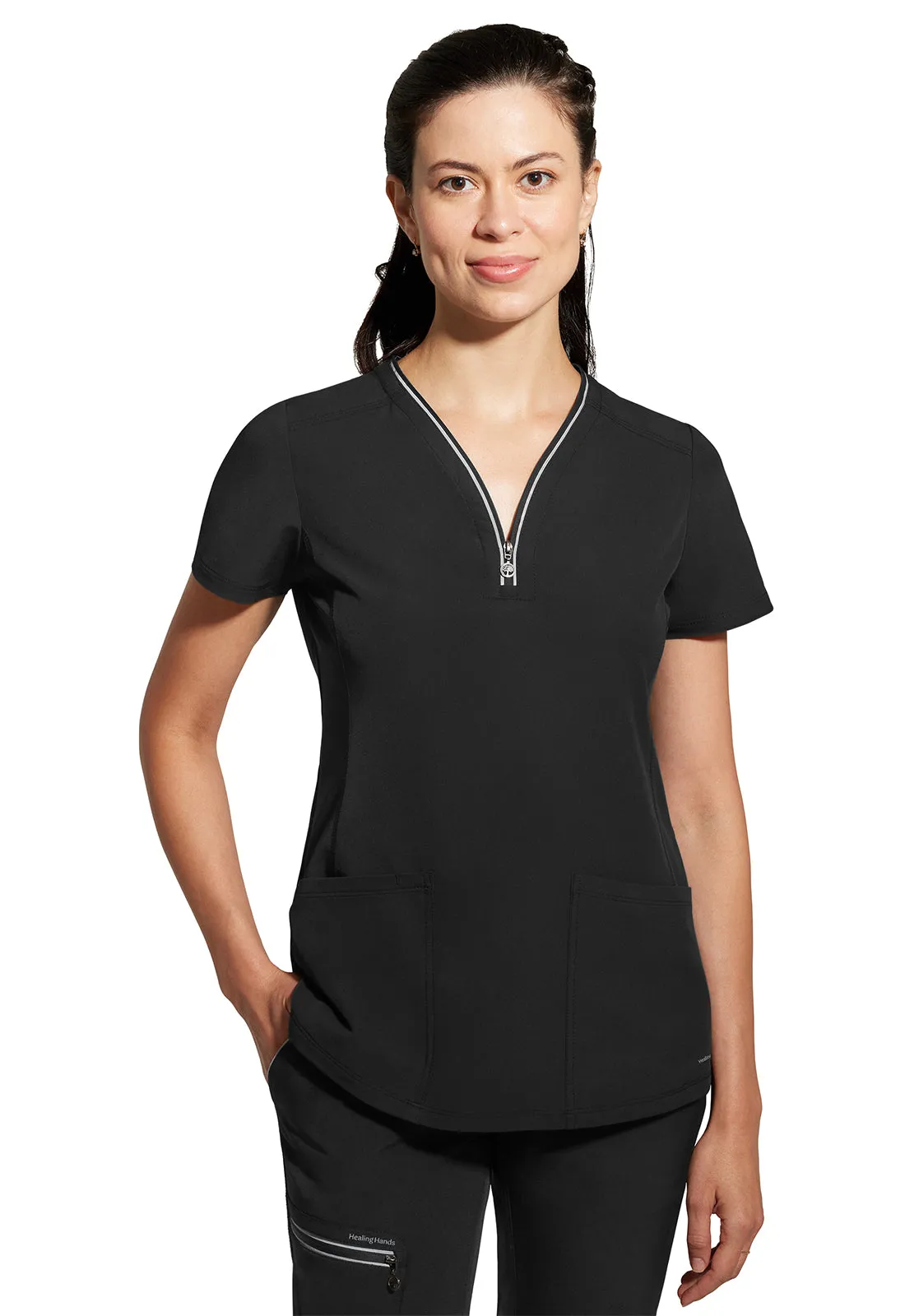 HH 360 - Women's Sonia Zip Y-Neck Scrub Top